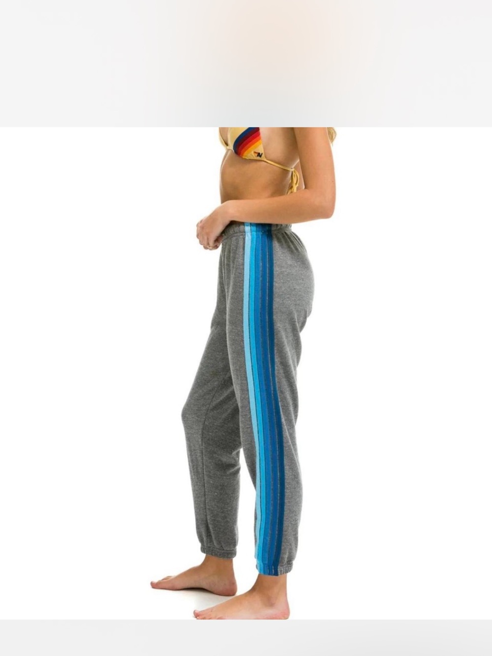 Aviator Nation Gray Joggers with Blue Side Stripe